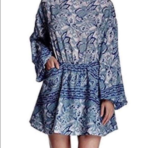 Free People Silver Sun Printed Cutout Sleeve dress - Picture 4 of 8